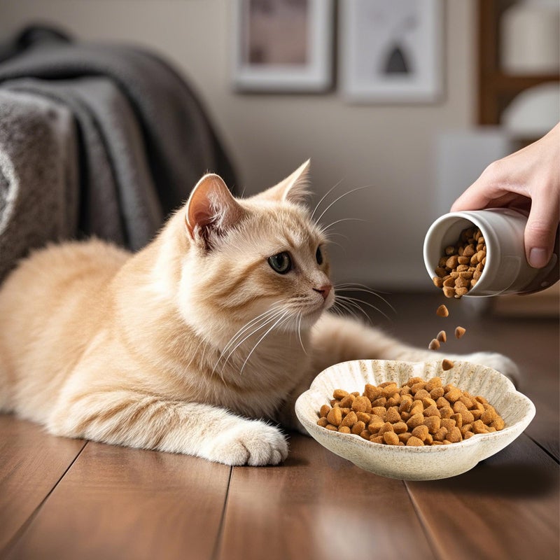 Mecaikru Cat Food Bowls, Ceramic Pet Plates, Cat Dish for Food, Water and Snack, 4.72 Inch, Indoor and Outdoor Use, Kitten Puppy and Small Animals Bowls Set of 3 (Camel) - Image 5