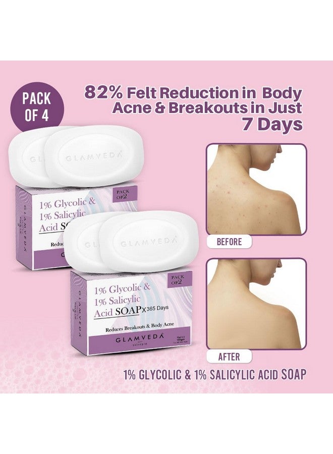 Glamveda Anti Acne 1% Ww Glycolic Acid & 1% Ww Salicylic Acid Soap | Reduces Dark Spots, Acne Scars & Hyperpigmentation (Pack Of 4) - Image 2