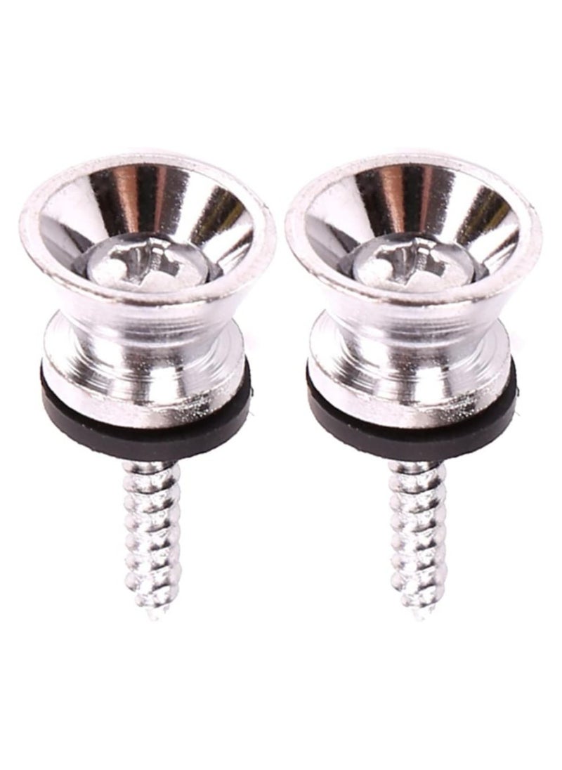 SOLDOUT Guitar Strap Lock Strap Screw Lock Button Guitar Buckle Professional Electric Guitar Bass Pins Guitar Parts Accessories (Pack of 2, Silver)  - Image 1