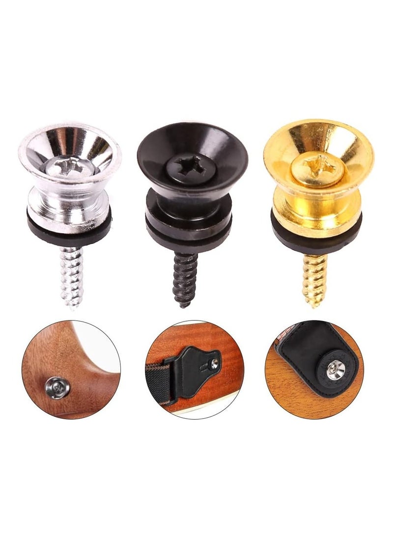 SOLDOUT Guitar Strap Lock Strap Screw Lock Button Guitar Buckle Professional Electric Guitar Bass Pins Guitar Parts Accessories (Pack of 2, Silver)  - Image 2