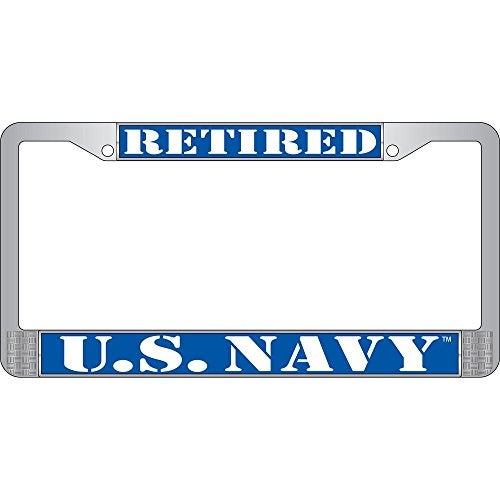 FindingKing U.S. Navy Retired Chrome License Plate Frame - Image 3