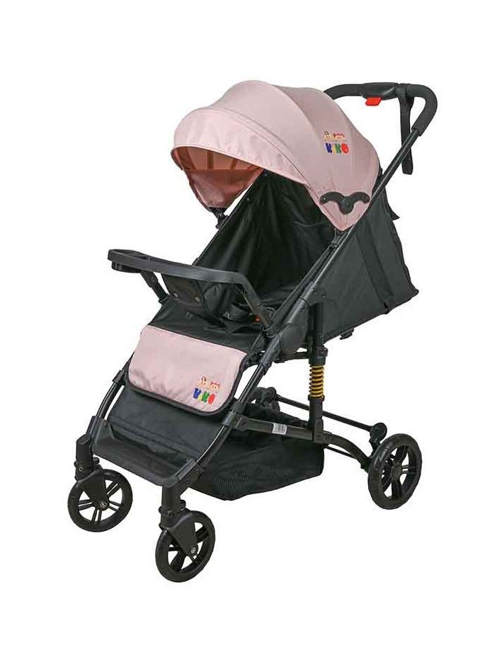 Kiko Comfortable Stroller 4 Wheels, 0 Months +, Pink - Image 1