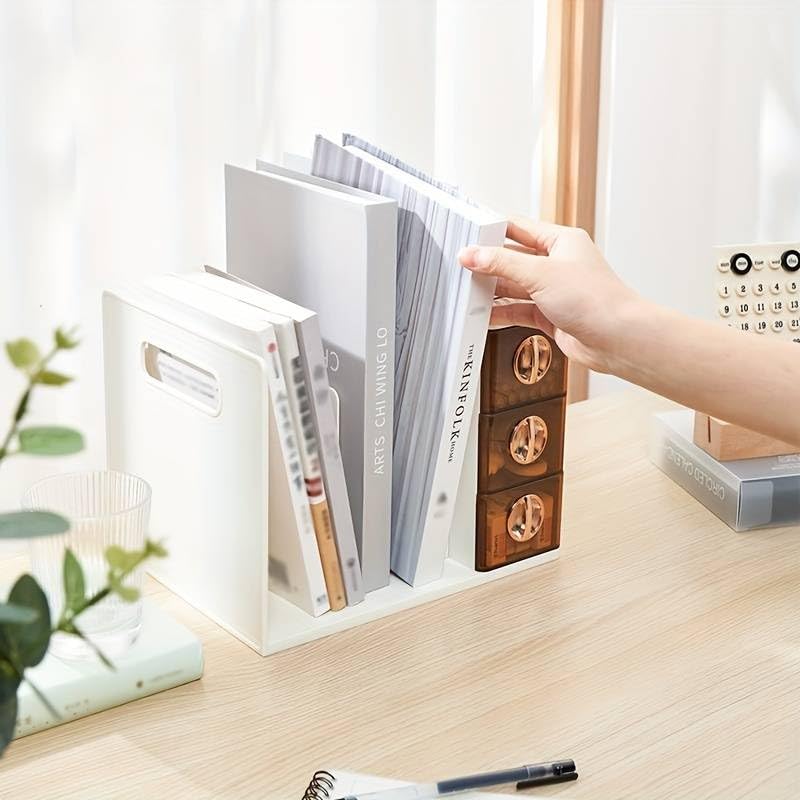 HOME CUBE Plastic Desk Organizer With 3 Drawer, Desktop Bookshelf, Magazine Cds Stand, Desk Organizer Storage Rack For Study Table Office Supplies File Stationery Pens Staplers Clips Sticky Notes - Image 4