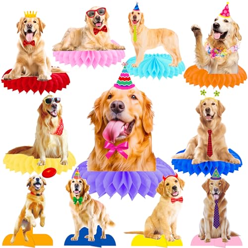 umoni Golden Retriever Honeycomb Centerpieces Dog Party Table Decorations 12Pcs Golden Retriever Birthday Party Decorations Dog Party Decorations Puppy Table Centerpieces for Dog Party Supplies - Image 1