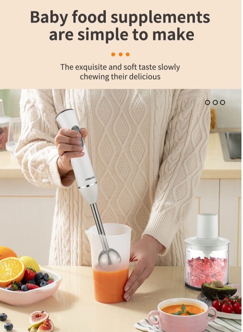 sokany Multifunctional Electric blender, 4 in 1 Hand Blender with Choper and Whisk,600W SK-02004,White - Image 3