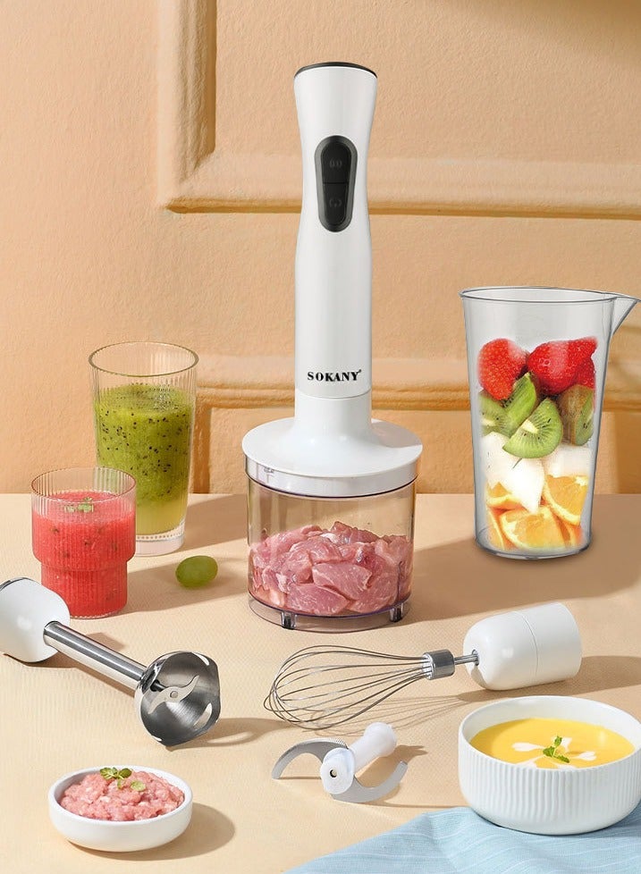 sokany Multifunctional Electric blender, 4 in 1 Hand Blender with Choper and Whisk,600W SK-02004,White - Image 5