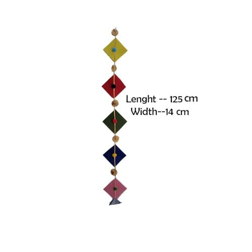 CANVASS Colorful Woolen Kite Hanging Latkan Toran Garland for Main Door Poojaroom Festivals Wedding Housewarming Rajasthani Traditional Decoration Items (6 Kite Hangings) - Image 2