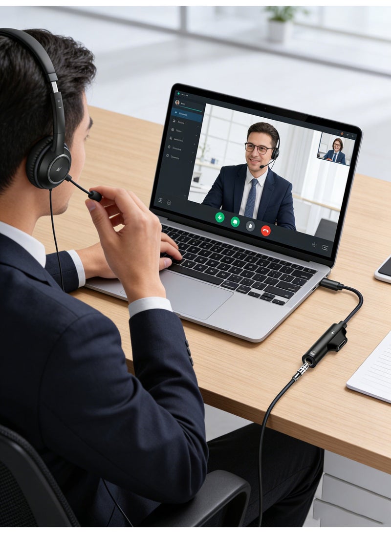 أثير محول صوت من النوع C إلى 3.5 ملم مع منفذ شحن - محول 2 في 1 من USB-C إلى منفذ سماعة رأس، تصميم بزاوية 90 درجة، متوافق مع ماك بوك، واللابتوب، وآيفون 17/16/15 برو ماكس، وشاومي، والكمبيوتر الشخصي، وغيرها - Image 4