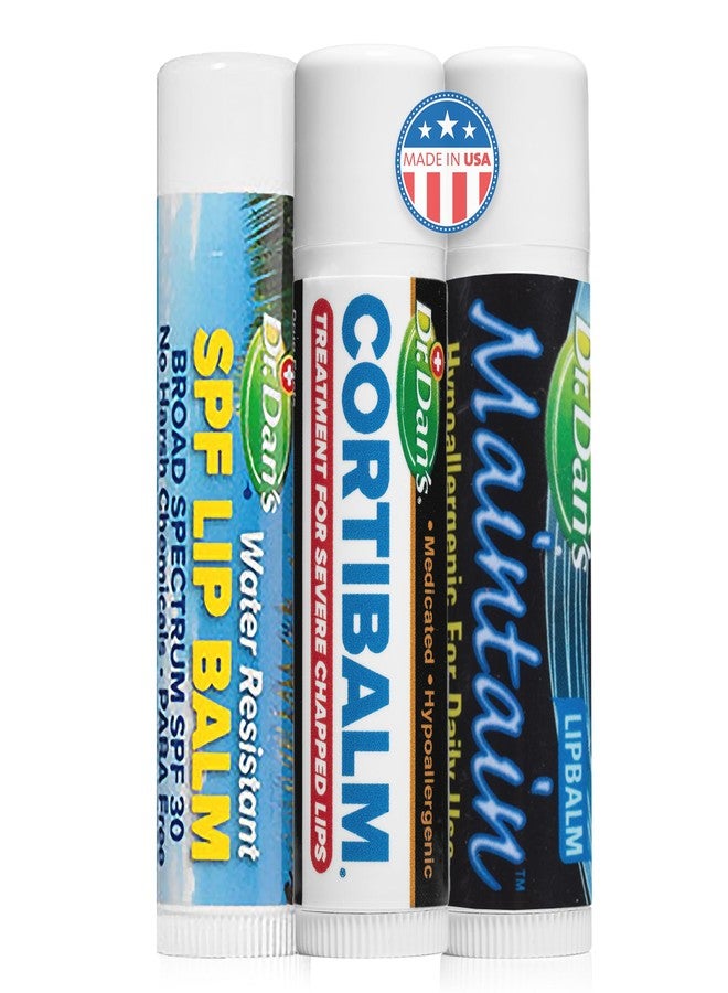Dr. Dans Dr. Dan's Complete Lip Care Kit - SunScreen SPF 30, CortiBalm for Chapped Lips, and Maintain Balm Moisturizer - Soothing Trio for Ultimate Health - Image 1