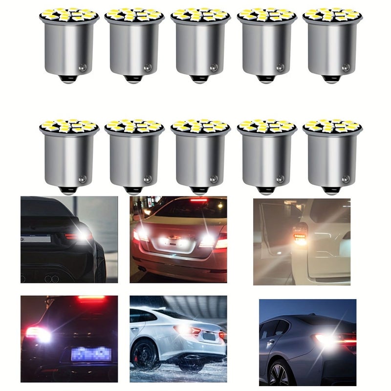 White 10Pcs Car LED Turn Signal Brake Light 1156 S25 BA15s High Brightness - Image 4