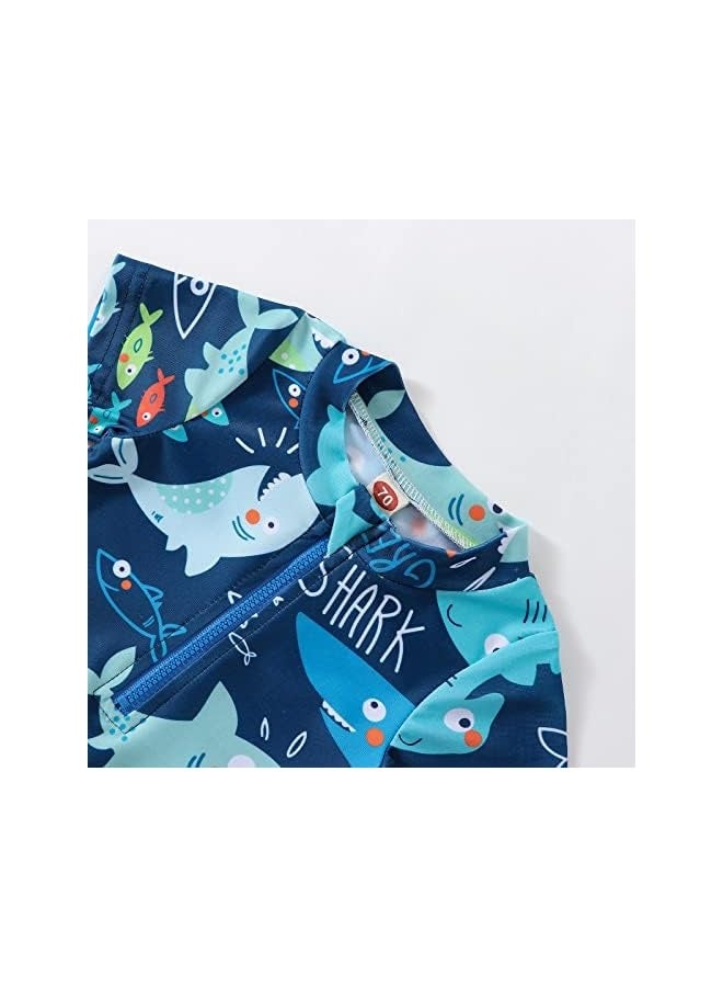 Baby Boy Swimsuit Infant Rash Guard Swimwear One Piece Short Sleeve Zipper Swimwear Sun Protection Bathing Suit - Image 4