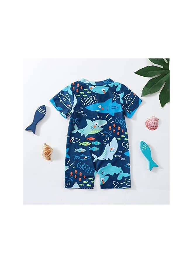 Baby Boy Swimsuit Infant Rash Guard Swimwear One Piece Short Sleeve Zipper Swimwear Sun Protection Bathing Suit - Image 3