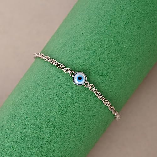 Clara 925 Pure Silver Evil Eye Chain Bracelet, Adjustable, Anti Tarnish Gift for Women and Girls - Image 3
