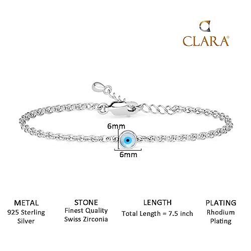 Clara 925 Pure Silver Evil Eye Chain Bracelet, Adjustable, Anti Tarnish Gift for Women and Girls - Image 5