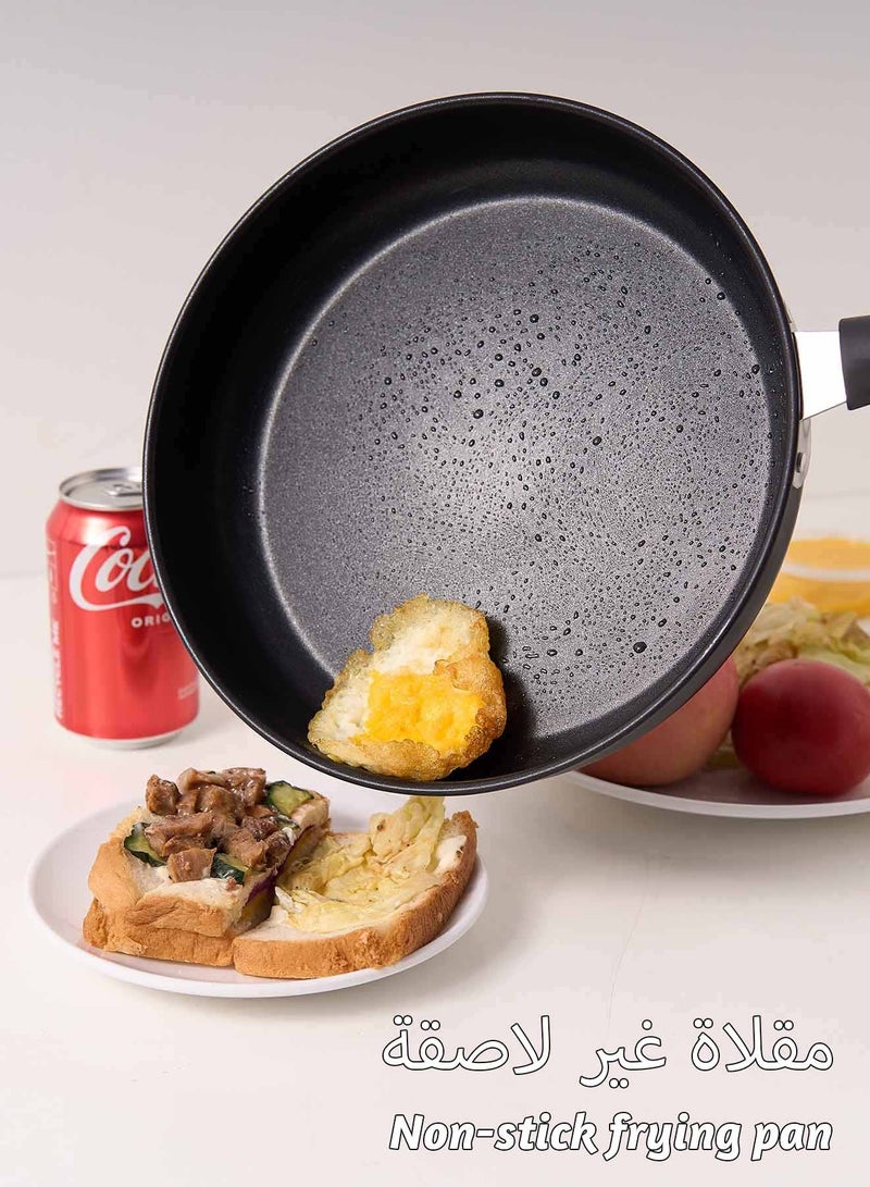 ZYNOXITY 3PCS Frying Pan Skillet Set Non-Stick with Nitrided Coating & Thickened Base - All Stovetop Compatible, Dishwasher Safe, Hangable Handle, 24/26/28cm - Image 2