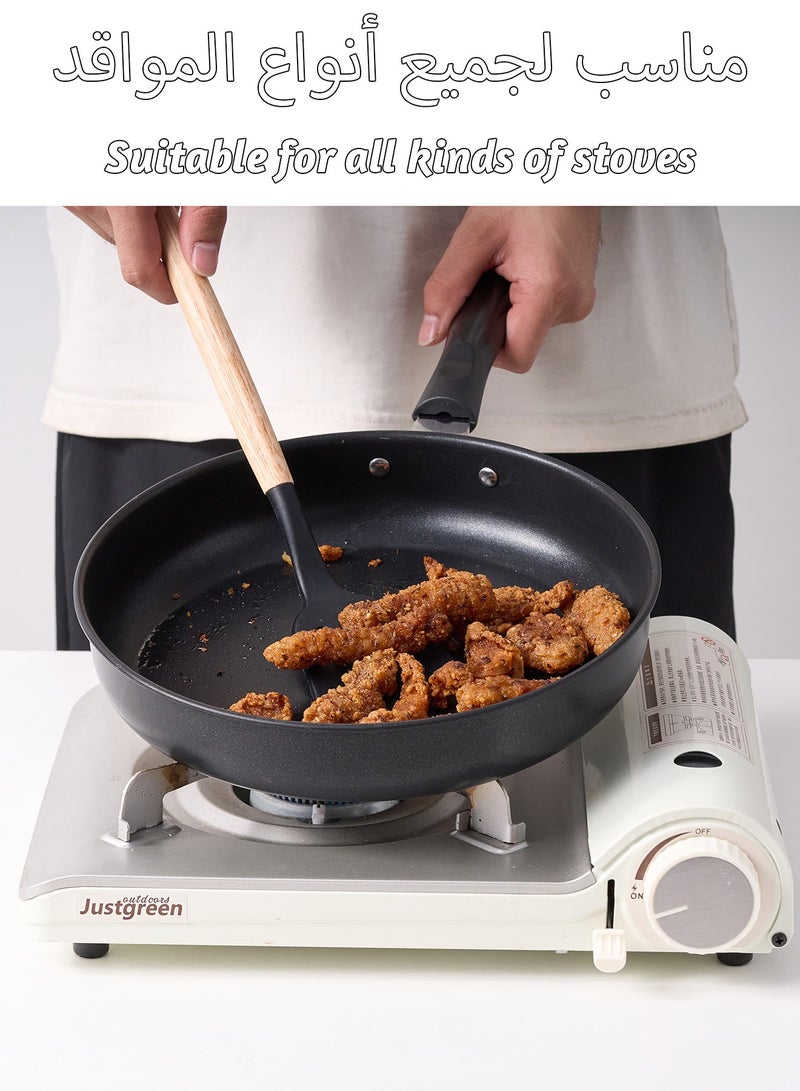 ZYNOXITY 3PCS Frying Pan Skillet Set Non-Stick with Nitrided Coating & Thickened Base - All Stovetop Compatible, Dishwasher Safe, Hangable Handle, 24/26/28cm - Image 3