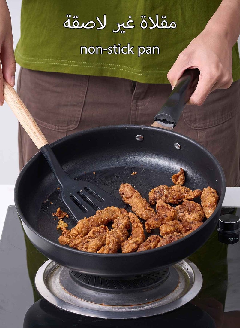 ZYNOXITY 3PCS Frying Pan Skillet Set Non-Stick with Nitrided Coating & Thickened Base - All Stovetop Compatible, Dishwasher Safe, Hangable Handle, 24/26/28cm - Image 4
