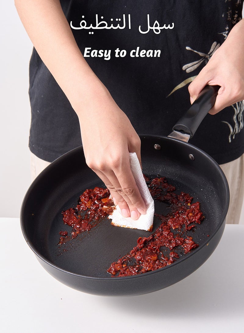 ZYNOXITY 3PCS Frying Pan Skillet Set Non-Stick with Nitrided Coating & Thickened Base - All Stovetop Compatible, Dishwasher Safe, Hangable Handle, 24/26/28cm - Image 5