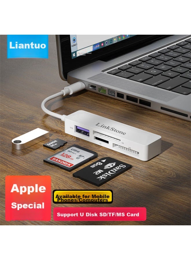 Linkstone Liantuo Apple 4-In Card Reader, Ms Card Tf/Sd, Multi-Function For Phones And Computers, Lightning Interface, Sony Camera Ccd Storage Card, Memory Card, Otg Interface, Usb Drive - Image 4
