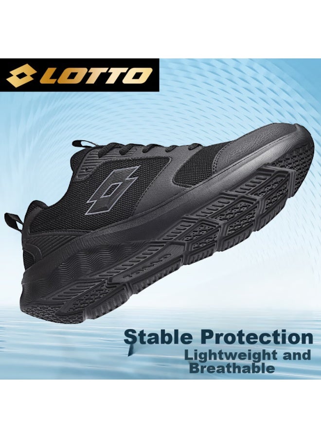 Lotto Men's New Running Shoes, Breathable Mesh, Soft And Bouncy, Lightweight Casual Fitness Sneakers For Men, 1096 Black, Size 42 - Image 1
