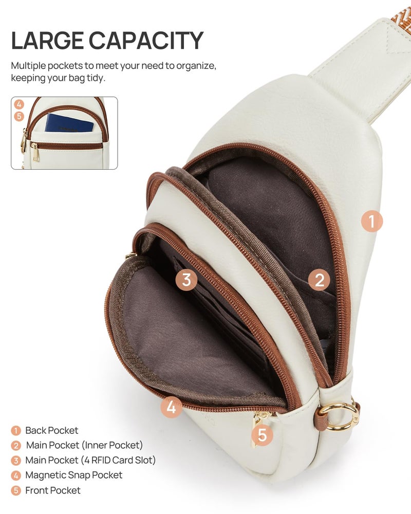 CHOLISS Anti Theft Small Sling Bag for Women and Men RFID Leather Crossbody Bags Fanny Pack Chest Bag Travel Purse Daypacks - Image 4