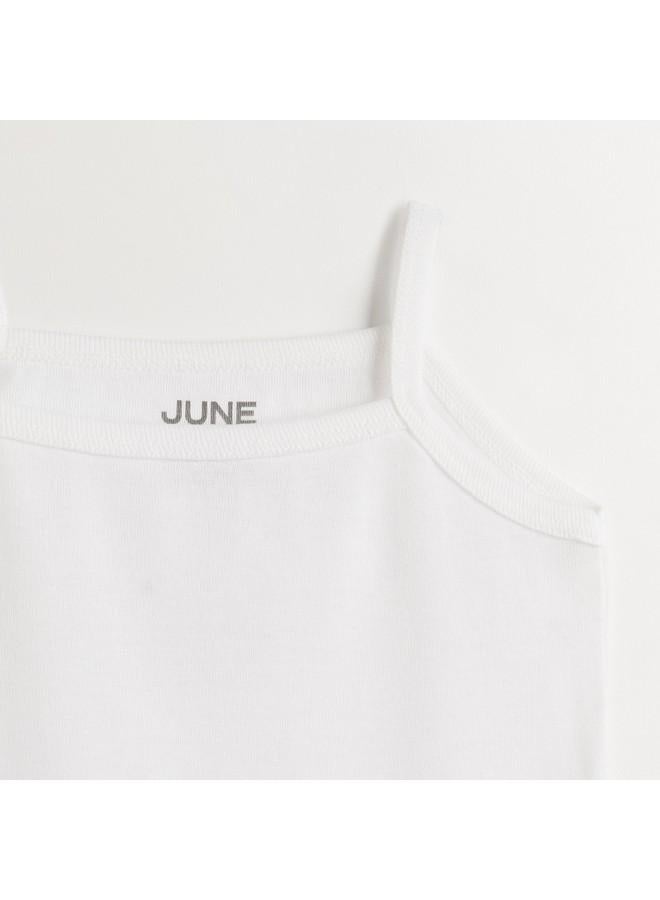 June Baby Basic Crew Neck 2-Pack Rope Strap White Bodysuit White - Image 4