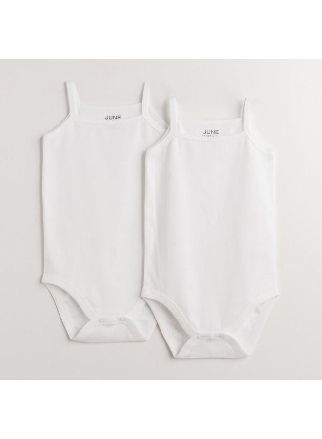 June Baby Basic Crew Neck 2-Pack Rope Strap White Bodysuit White - Image 1