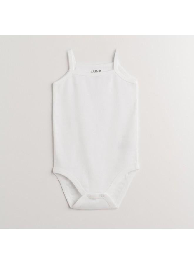 June Baby Basic Crew Neck 2-Pack Rope Strap White Bodysuit White - Image 2