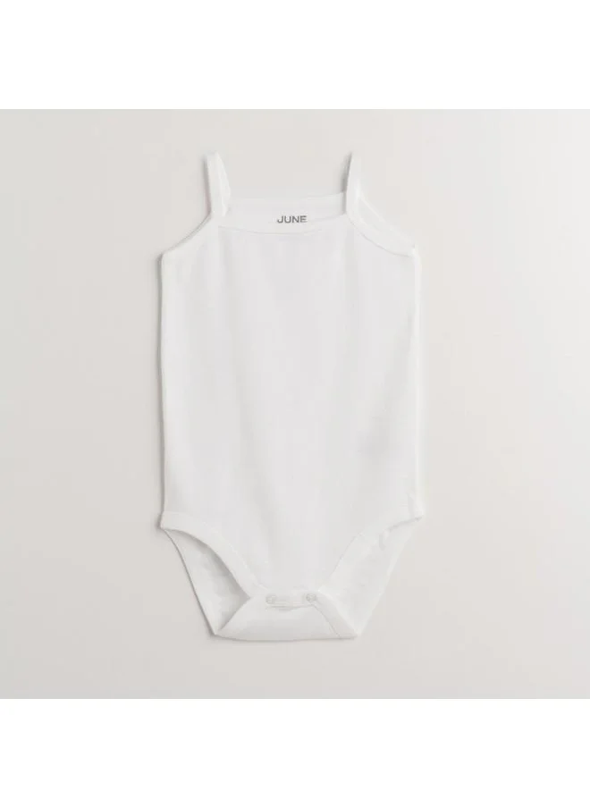 JUNE June Baby Basic Crew Neck 2-Pack Rope Strap White Bodysuit White