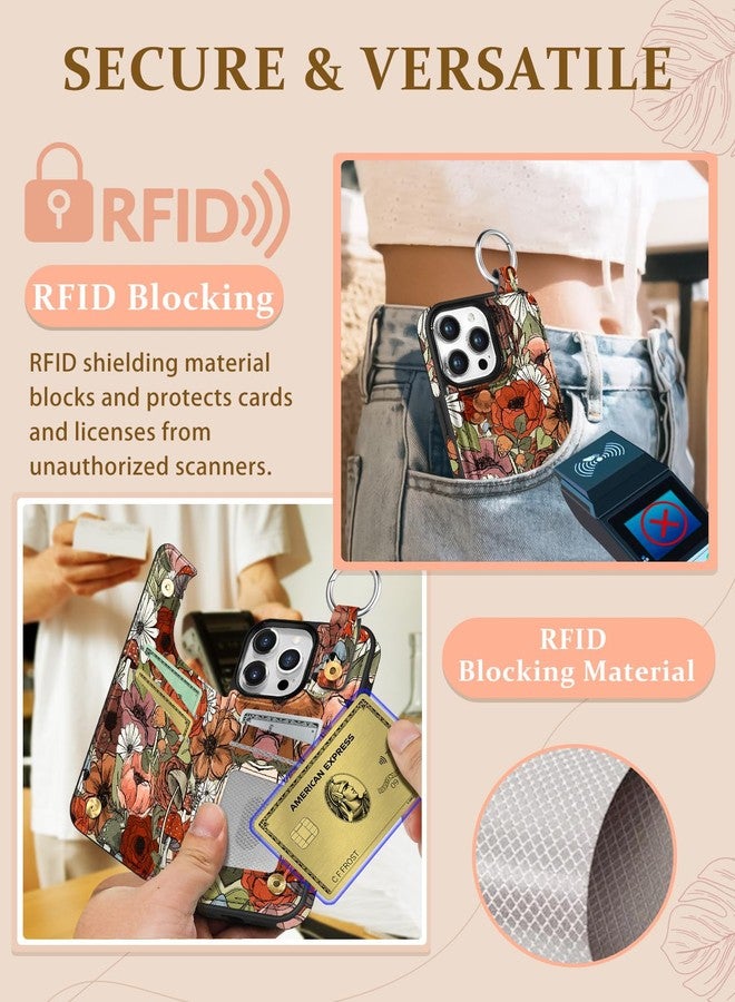Shorogyt Compatible with iPhone 16 Pro Wallet Case with Card Holder - Cute Fashion Flower Mushroom Design Kickstand for Magnetic Clasp Back Flip Folio Leather Phone Covers for Women Men Girls - Image 5