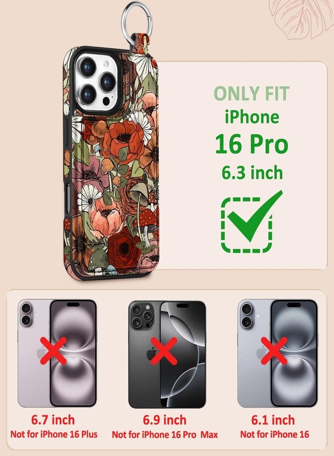 Shorogyt Compatible with iPhone 16 Pro Wallet Case with Card Holder - Cute Fashion Flower Mushroom Design Kickstand for Magnetic Clasp Back Flip Folio Leather Phone Covers for Women Men Girls - Image 2