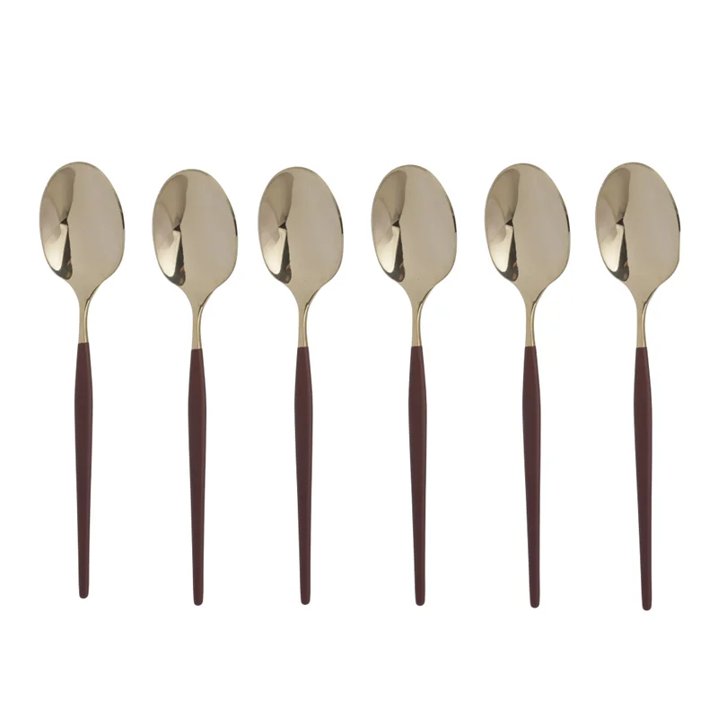 سيمبلي كيتشن Set Of 6 Lux Teaspoons Bordeaux And Champagne