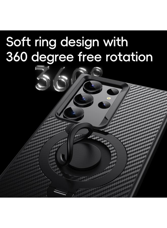 S-TOP Case For Samsung Galaxy S23 Ultra 5G Carbon Fiber MagSafe Phone Case with 360 Degree Rotating Holder - Image 2
