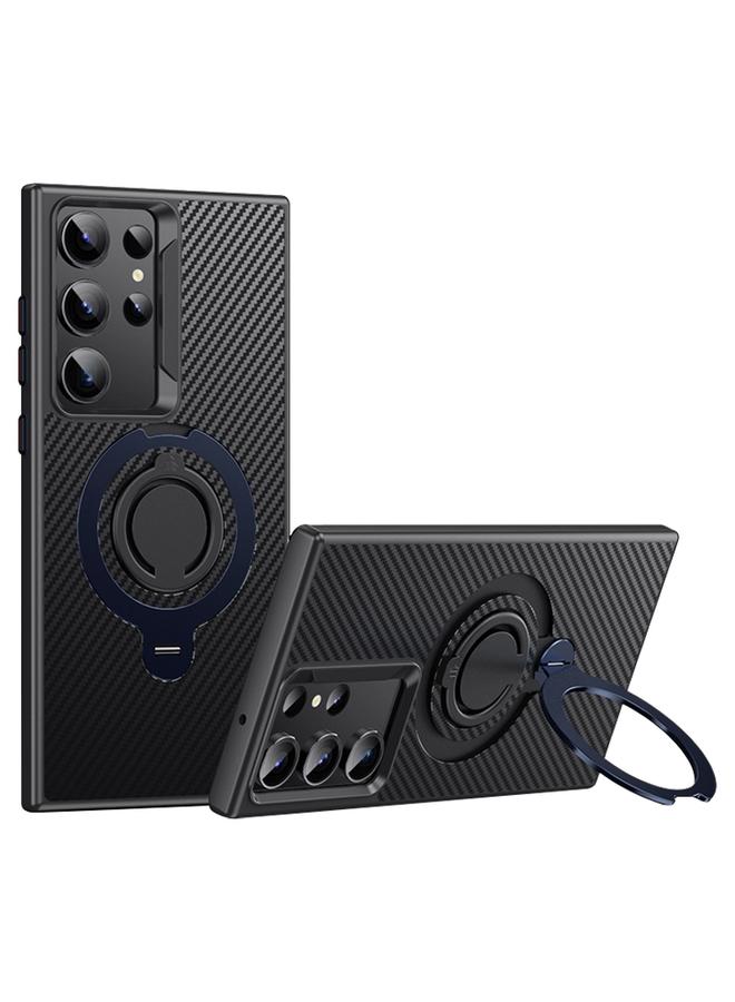 S-TOP Case For Samsung Galaxy S23 Ultra 5G Carbon Fiber MagSafe Phone Case with 360 Degree Rotating Holder - Image 1
