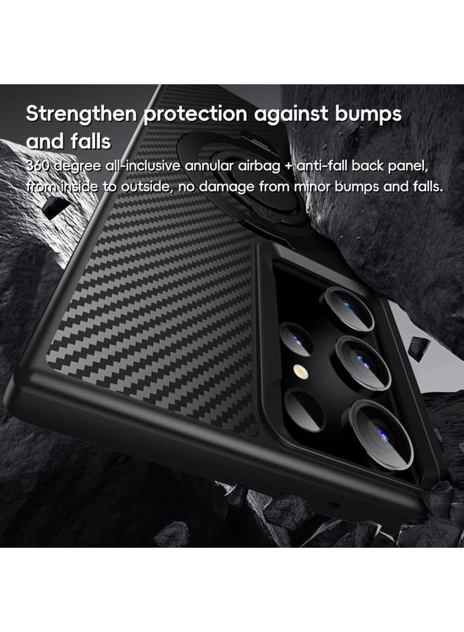S-TOP Case For Samsung Galaxy S23 Ultra 5G Carbon Fiber MagSafe Phone Case with 360 Degree Rotating Holder - Image 5