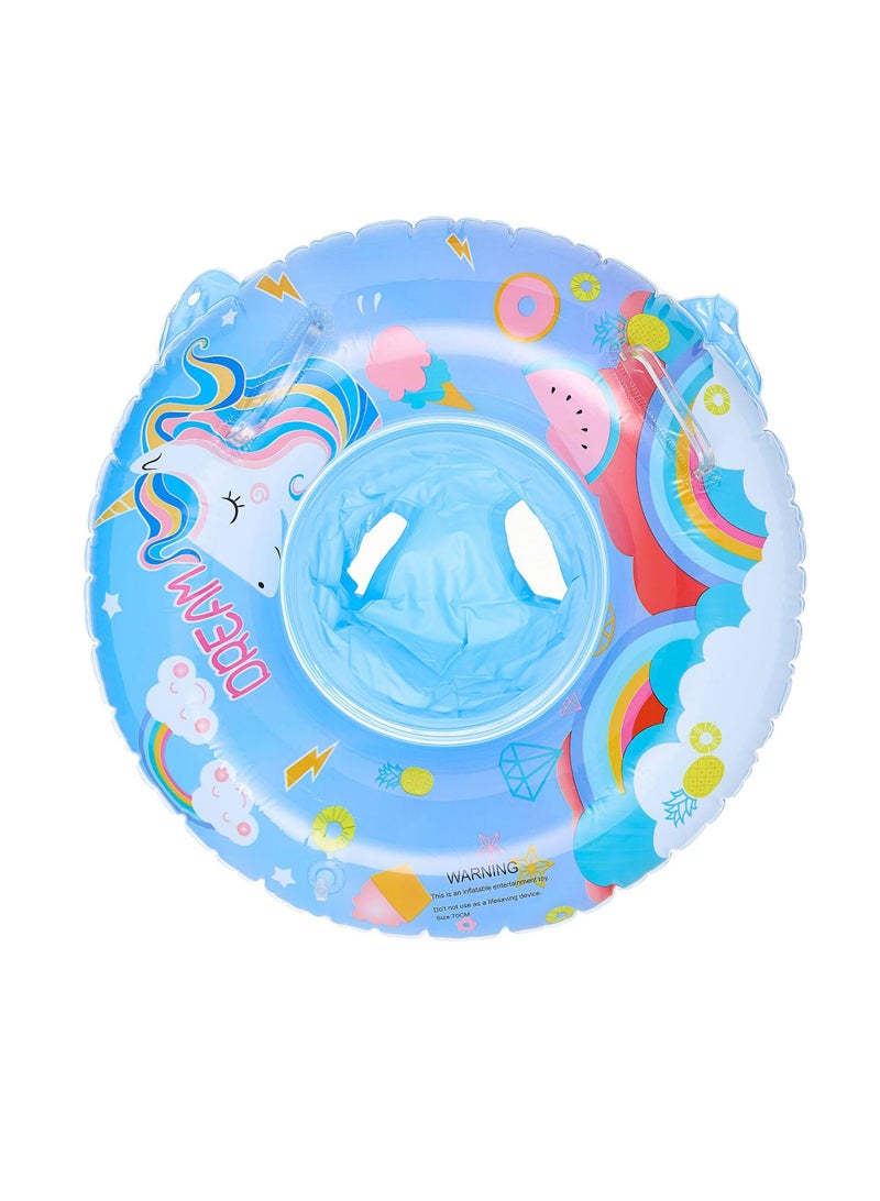 Baby Swimming Float Ring with Seat, Inflatable Children Waist Float Ring, Baby Free Swimming Ring, Safe and Durable, Pool Tool for The Age of 1-5 Years Kids,Blue-F
