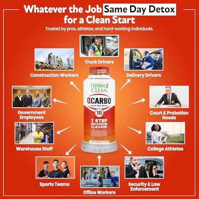 Herbal Clean Qcarbo16 Same-Day Detox Cleanse Drink (16 fl oz) - Strawberry Mango Flavor Full Body Cleanse* Detox Drink for Moderate Toxin Level*, Vitamin B2 and Vitamin B12 for Men & Women - Image 2