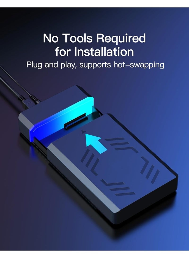 علبة قرص صلب خارجي SATA مقاس 3.5 بوصة بمنفذ USB-C RGB - علبة قرص صلب عالي السرعة بمنفذ USB 3.0/Type-C مع إضاءة RGB، تصميم بدون أدوات، نقل بيانات بسرعة 6 جيجابت في الثانية، حل تخزين مكتبي شامل - Image 3