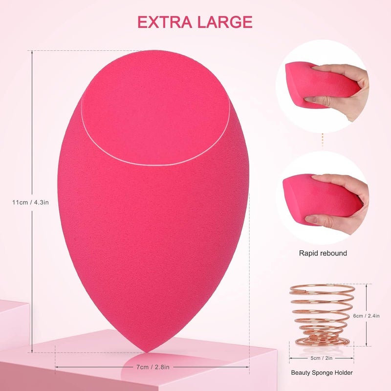 IBBO Red Makeup Sponge Beauty Blender for Blending Face Makeup, Light Weight Face Sponge Puff, Soft Latex Free Makeup Sponge for Foundation Concealer With Beauty Sponge Blender Holder - Image 3