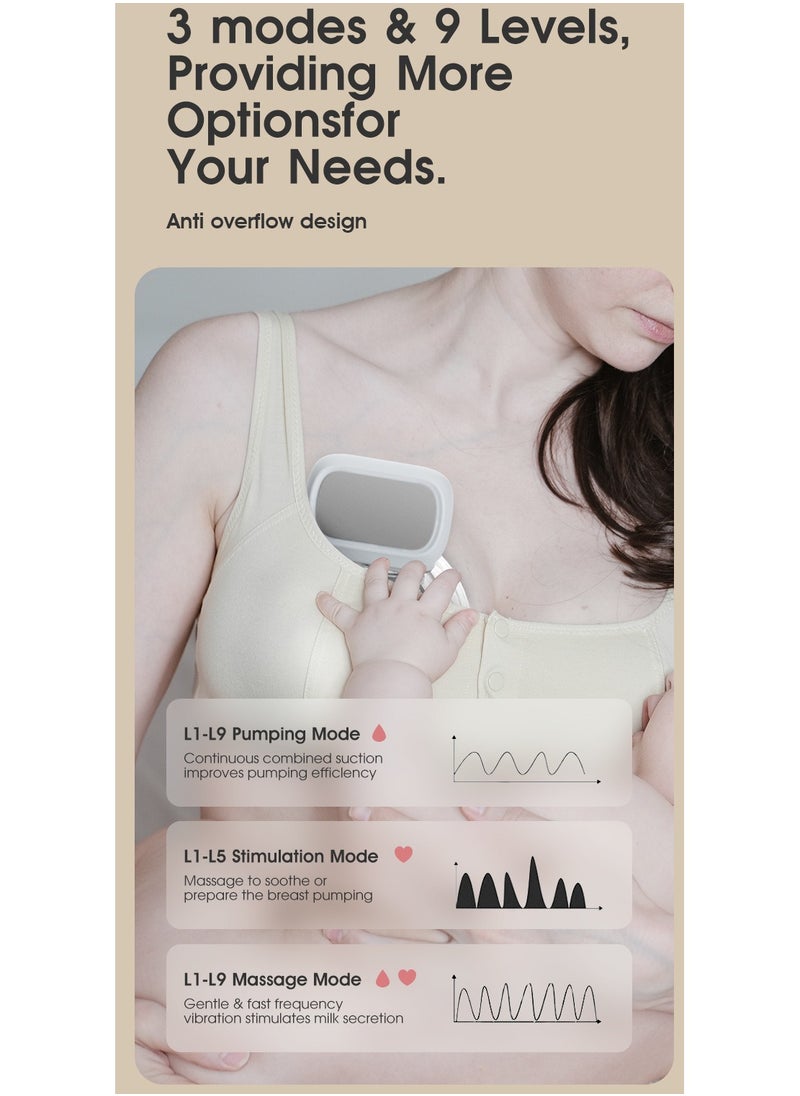 RUKYU Wearable Breast Pump Hands Free - Electric Portable Wireless Breast Pumps, 3 Modes & 9 Levels Breastfeeding Milk Pump, Adjustable Painless Strong Suction Memory Function(180ml)  - Image 3