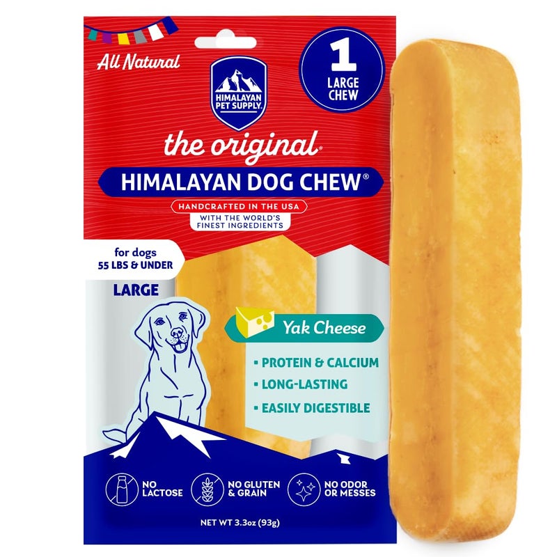 Himalayan Dog Chew Original Yak Cheese Dog Chew, 1 Large Stick, 3.3 oz, Gluten Free, Healthy Dog Treats, Grain & Lactose Free 100% Natural, Long Lasting Dog Chews for Dogs Under 55 lbs - Image 1