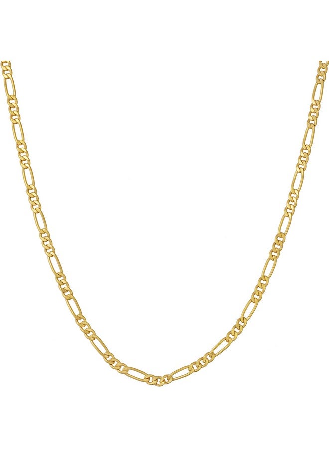 Lifetime Jewelry 2.5Mm Figaro Chain Necklace 24K Real Gold Plated Women And Men (Gold, 20)  - Image 1