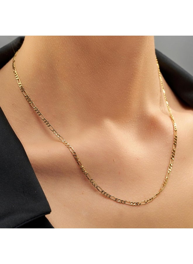 Lifetime Jewelry 2.5Mm Figaro Chain Necklace 24K Real Gold Plated Women And Men (Gold, 20)  - Image 2