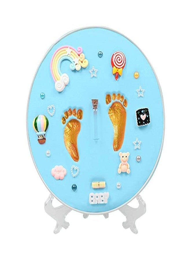 SKOFRI Baby Clay Handprint & Footprint Photo Frame for Newborn Girls and Boys - Safe and Non-toxic Clay | Elegant Look | Perfect for New Baby Boy/Girl Baby Shower Gift | Memorable Keepsake (blue) - Image 1