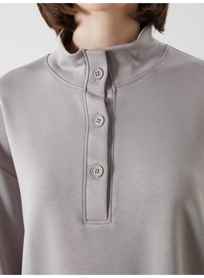 LC WAIKIKI Funnel Neck Plain Oversize Women's Sweatshirt - Image 3