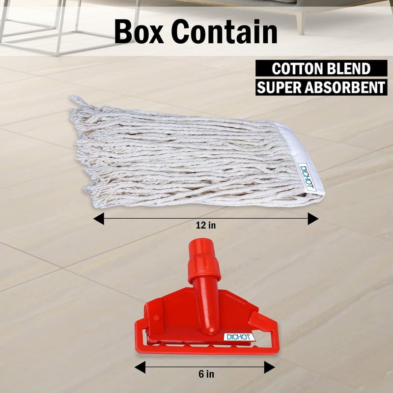 DICHOT DICHOT Wet Mop Refill 250 GM with Clip and Check Duster Cloth RED Pack of 2  - Image 5