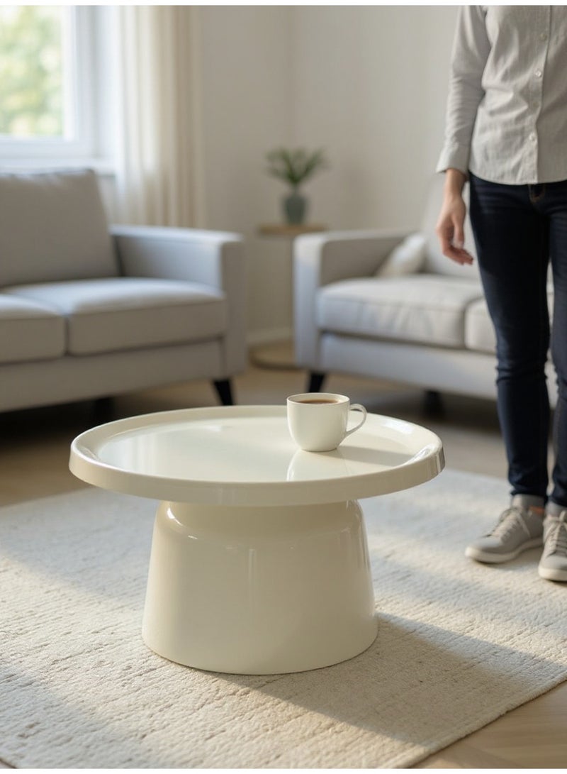 Living Set of Two Round Metal Tables – Black & White - Image 2