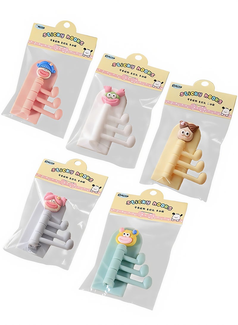 5 Pack Cute Adhesive Hooks Heavy Duty Wall Hooks Self Adhesive Hook - Image 1