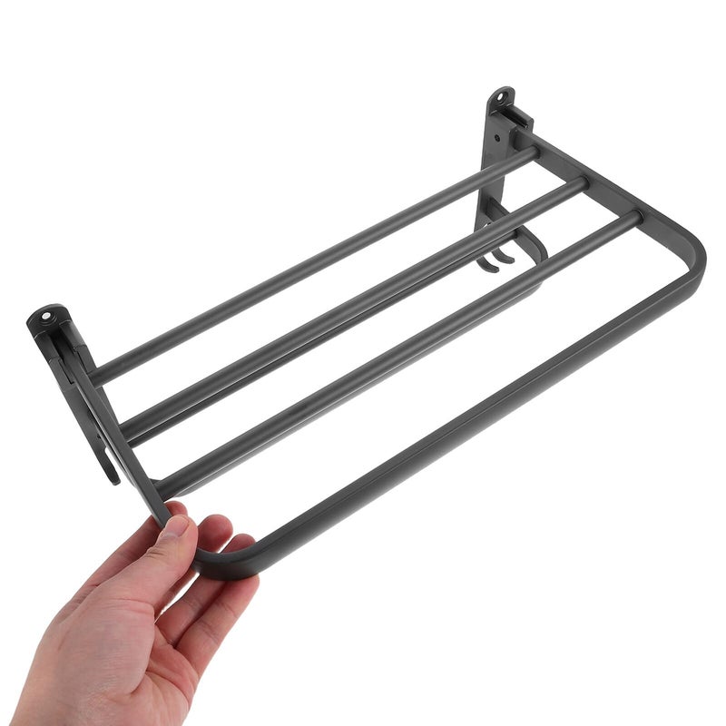 40cm Aluminum Wall Mounted Bathroom Towel Rack with Hooks Space Saving Storage Hanger - Image 5