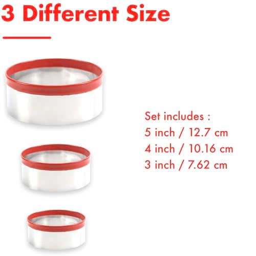 COOKIEQUE 3Pcs Round Cookie Cutters 3", 4", 5", Circle Biscuit Cutter, Large Cookie Cutters, Small Cake Cutter, Dough Cutter, Unique Design with Protective Red Top PVC - Image 5